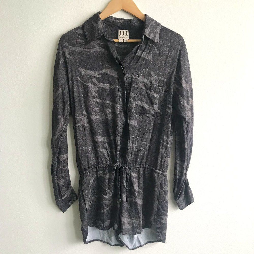 Haute Hippie Longsleeve Romper Jumpsuit Camo Pattern Grey Size S Small AS-IS